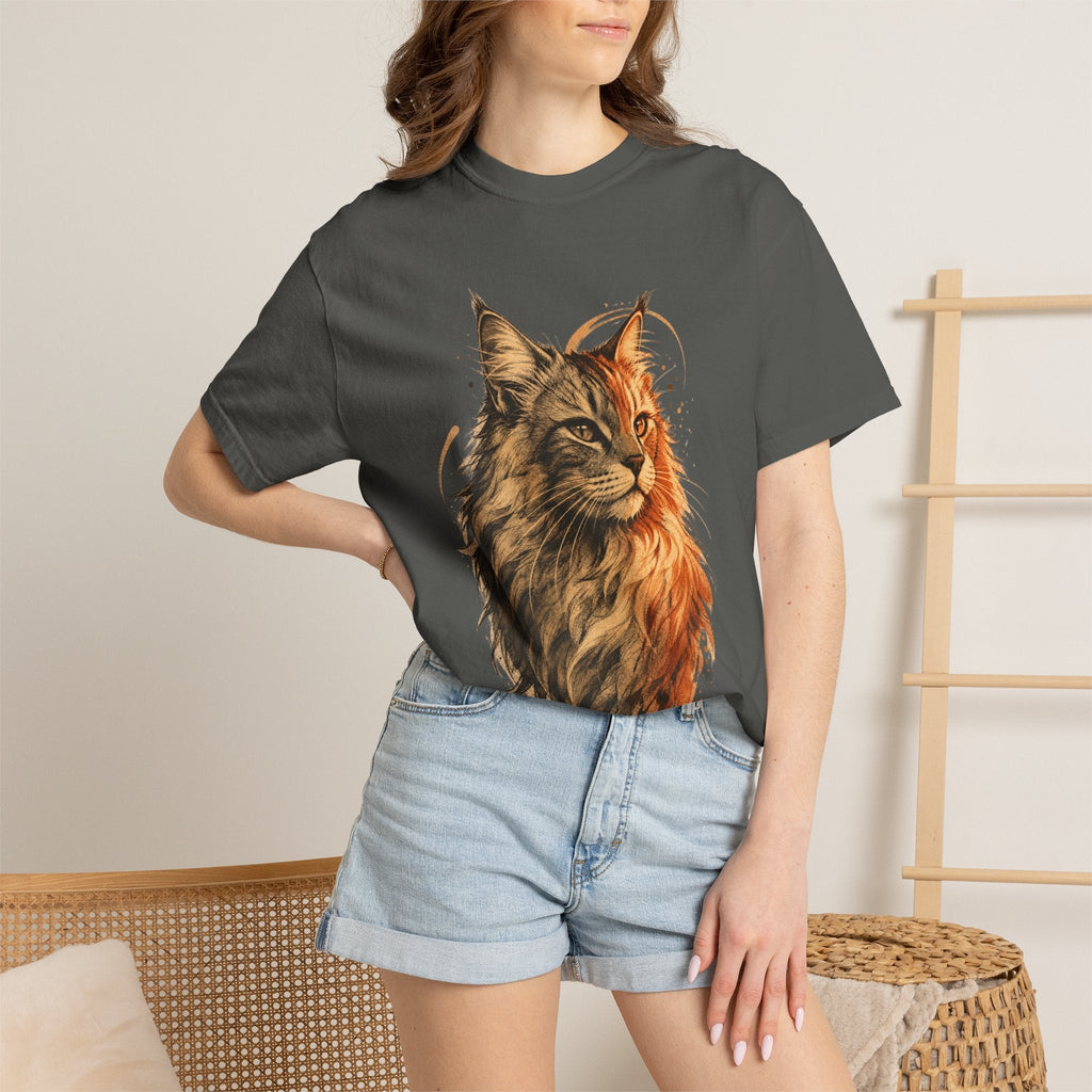 Majestic Maine Coon Cat T-Shirt — Artistic Portrait Tee for Cat Lovers