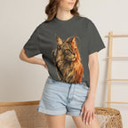 Majestic Maine Coon Cat T-Shirt — Artistic Portrait Tee for Cat Lovers