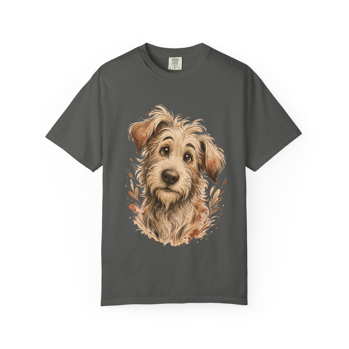 Happy Scruffy Dog T-Shirt — Cute Paw Print Portrait Tee