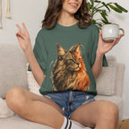 Majestic Maine Coon Cat T-Shirt — Artistic Portrait Tee for Cat Lovers