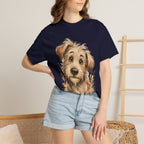 Happy Scruffy Dog T-Shirt — Cute Paw Print Portrait Tee