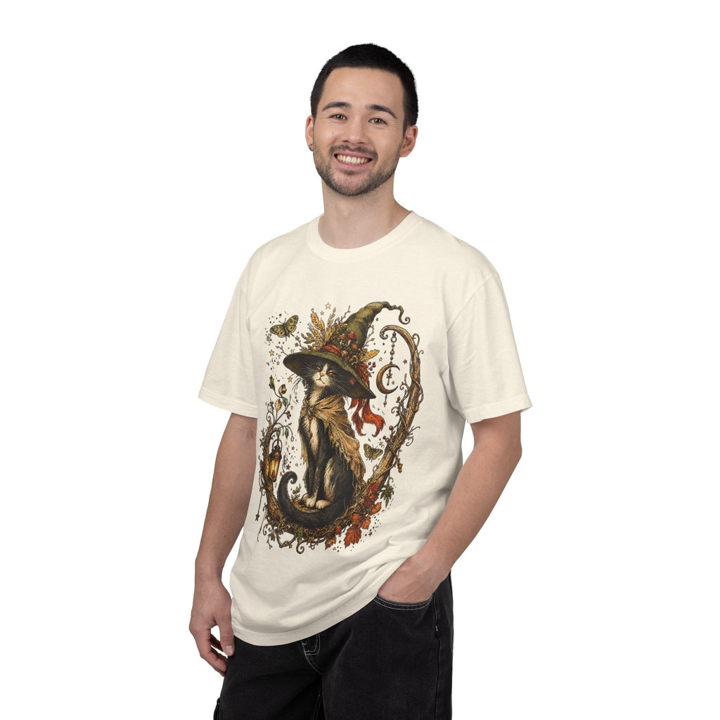 Witch Cat T‑Shirt — Autumn Witch Hat Cat Illustration