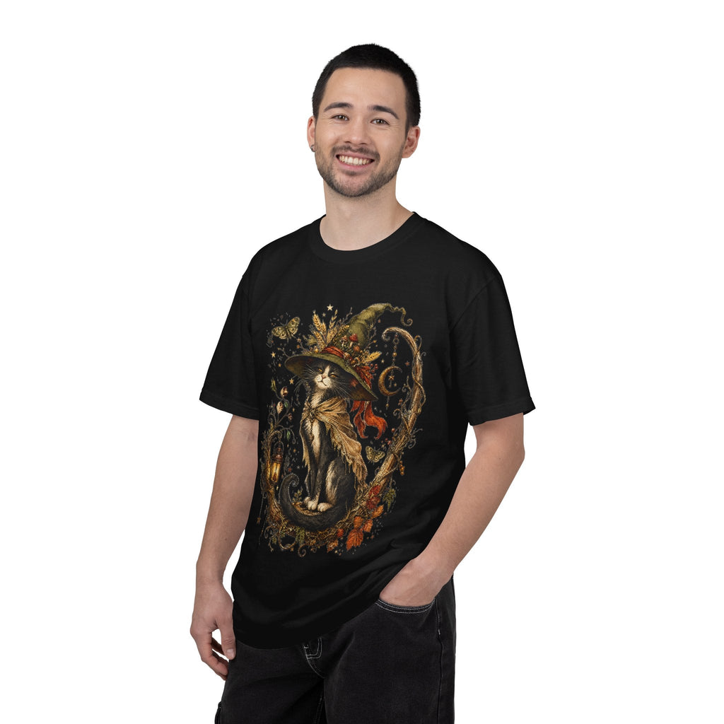 Witch Cat T‑Shirt — Autumn Witch Hat Cat Illustration
