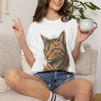 Cat Portrait T-Shirt — Realistic Tabby Illustration Tee