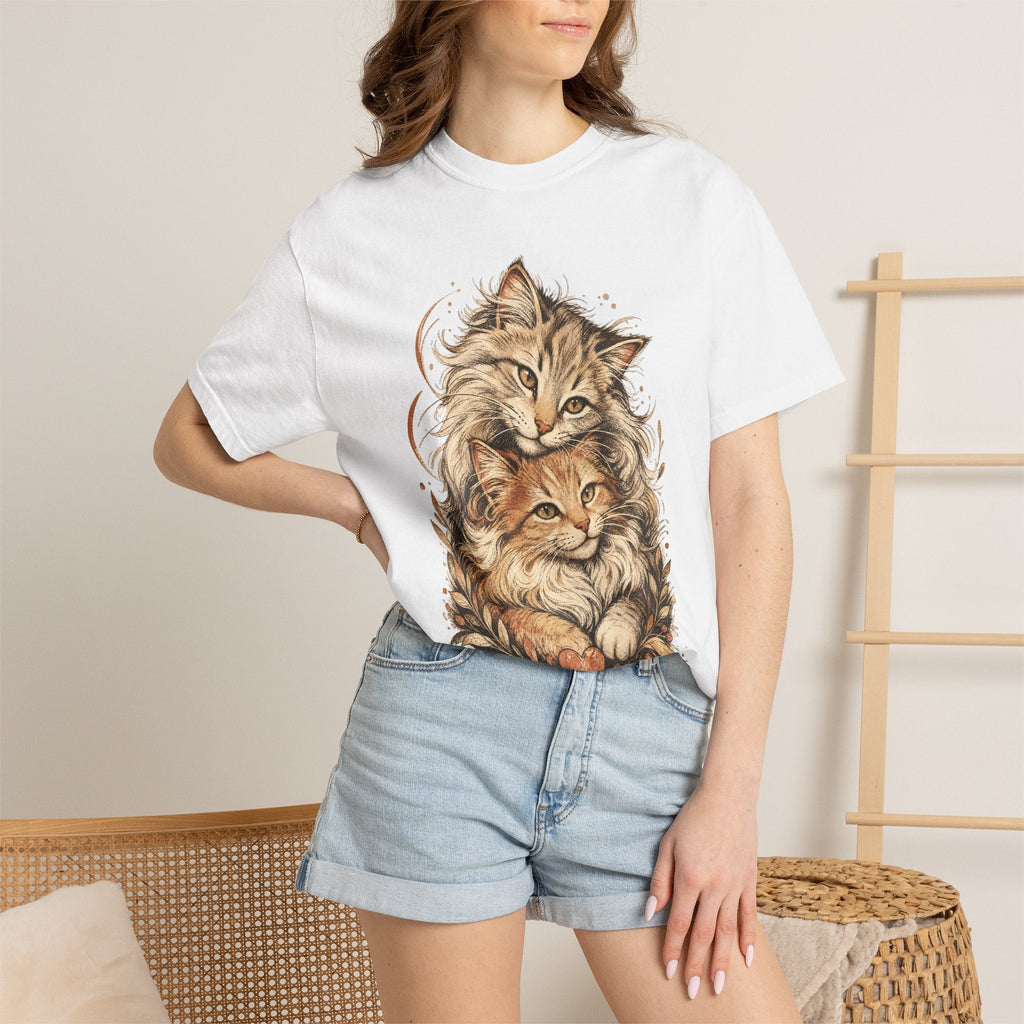 Cat Lovers Vintage Art T-Shirt — Cozy Fluffy Cats Illustration
