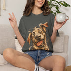Happy Dog Portrait T-Shirt — Playful Paw Print Graphic Tee for Dog Lovers