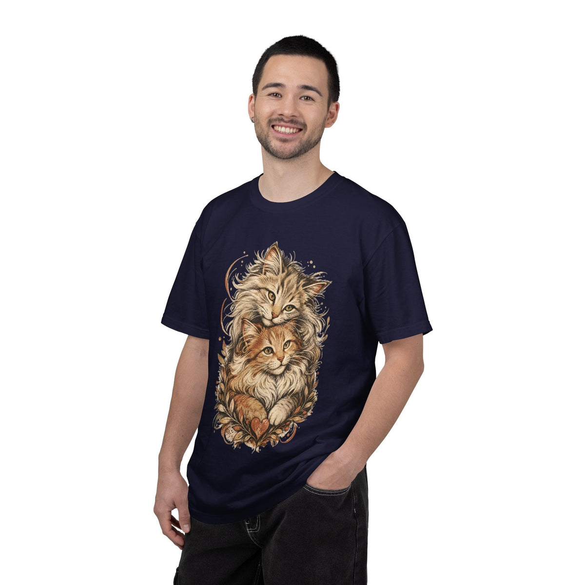 Cat Lovers Vintage Art T-Shirt — Cozy Fluffy Cats Illustration