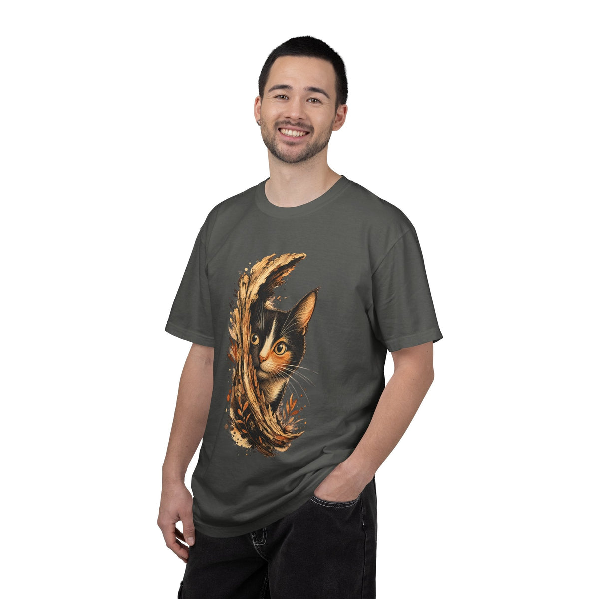 Cat Peek T-Shirt — Calico Cat Artistic Portrait Tee