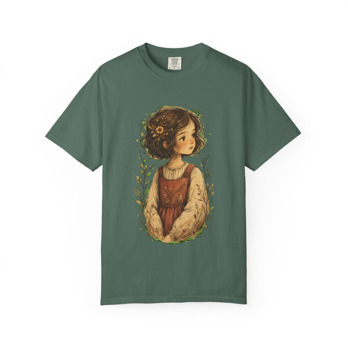 Vintage Cottagecore Girl Illustration T-Shirt
