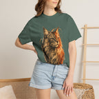 Majestic Maine Coon Cat T-Shirt — Artistic Portrait Tee for Cat Lovers