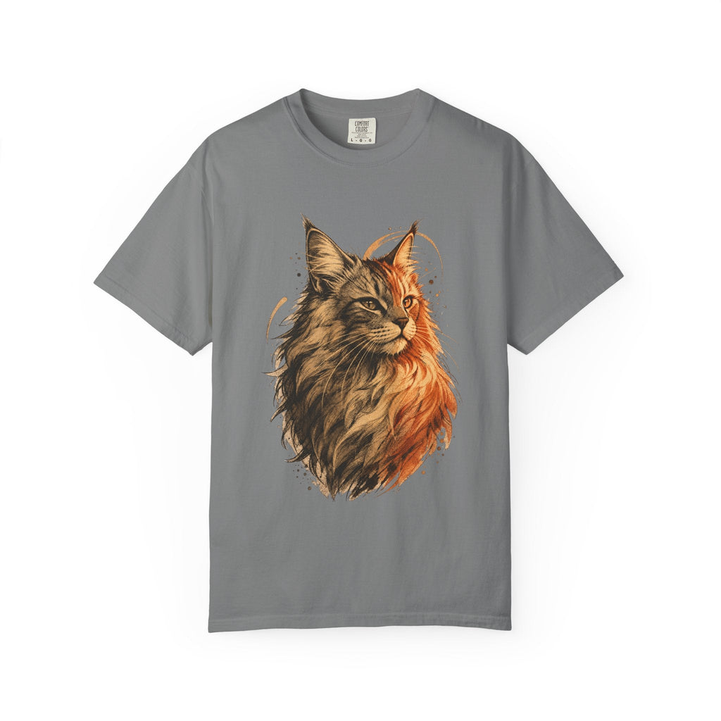 Majestic Maine Coon Cat T-Shirt — Artistic Portrait Tee for Cat Lovers