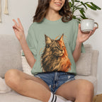 Majestic Maine Coon Cat T-Shirt — Artistic Portrait Tee for Cat Lovers