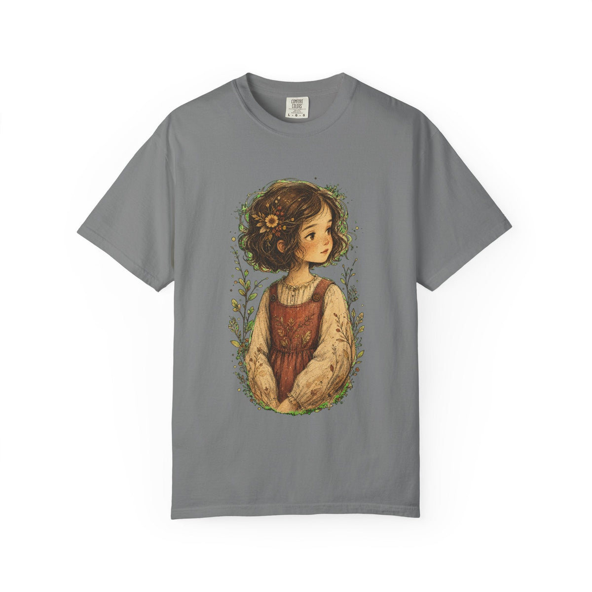 Vintage Cottagecore Girl Illustration T-Shirt