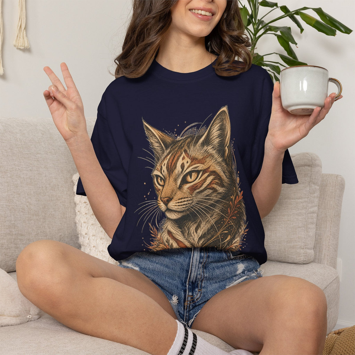 Cat Portrait T-Shirt — Realistic Tabby Illustration Tee