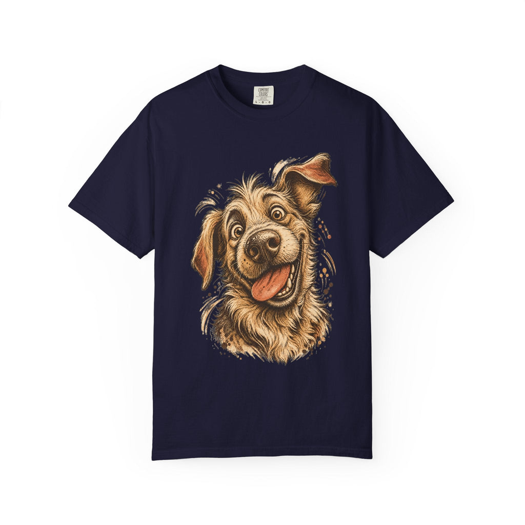 Happy Dog Portrait T-Shirt — Playful Paw Print Graphic Tee for Dog Lovers