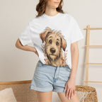 Happy Scruffy Dog T-Shirt — Cute Paw Print Portrait Tee