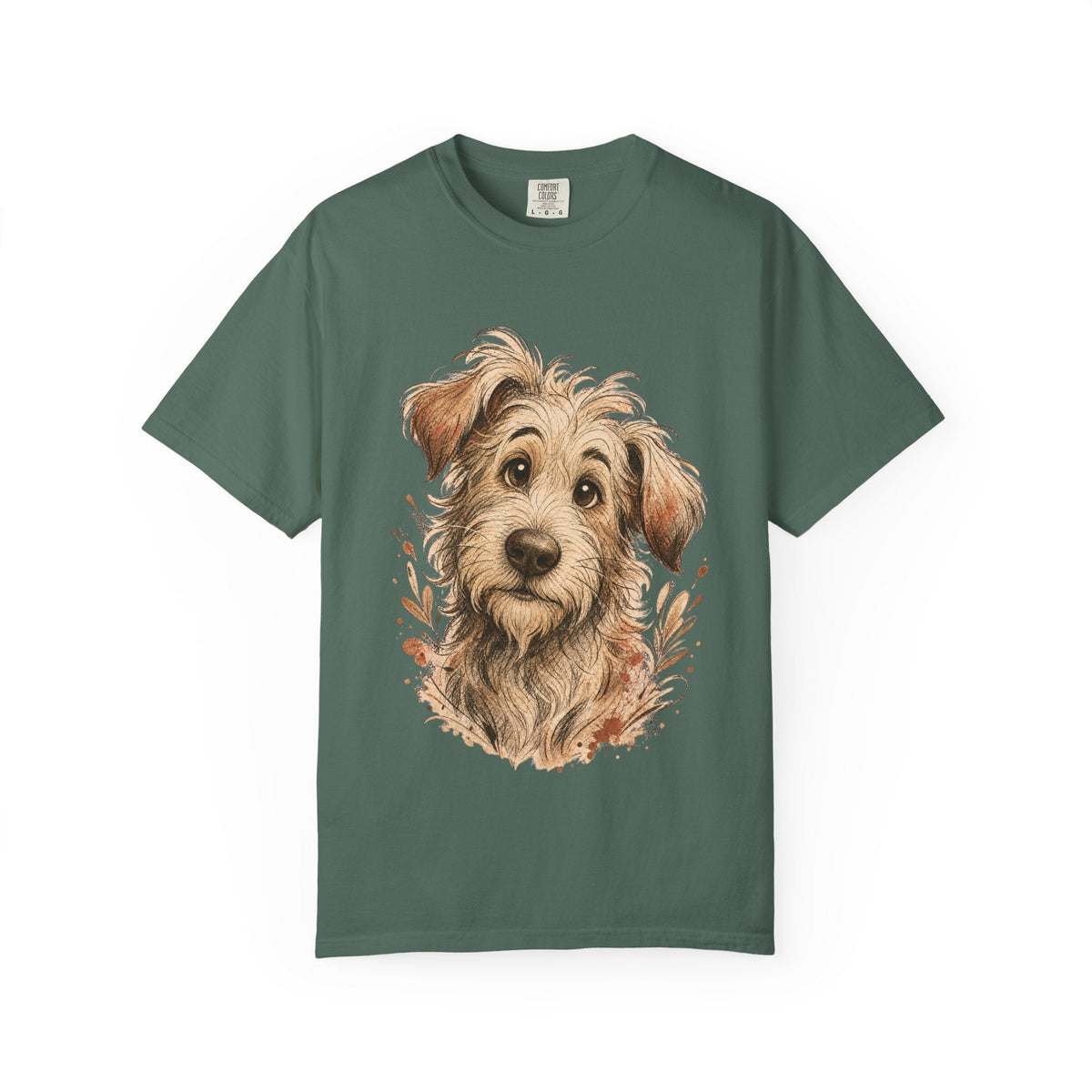Happy Scruffy Dog T-Shirt — Cute Paw Print Portrait Tee