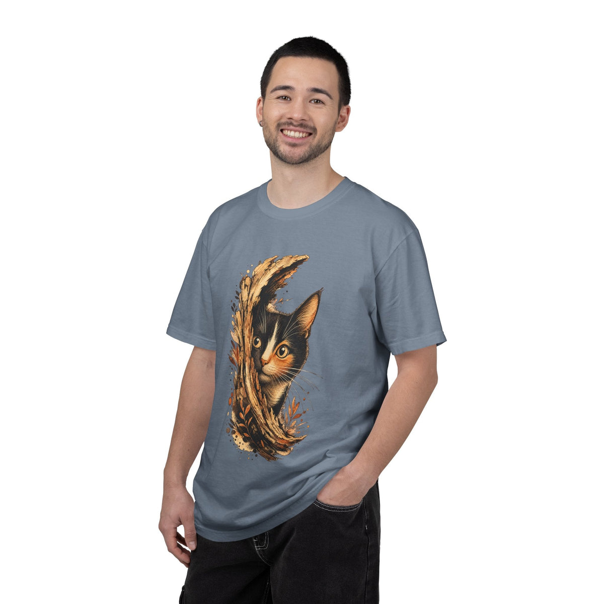 Cat Peek T-Shirt — Calico Cat Artistic Portrait Tee
