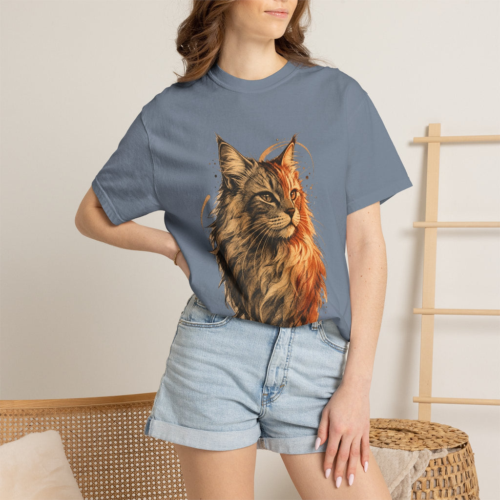 Majestic Maine Coon Cat T-Shirt — Artistic Portrait Tee for Cat Lovers