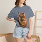 Majestic Maine Coon Cat T-Shirt — Artistic Portrait Tee for Cat Lovers