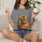 Majestic Maine Coon Cat T-Shirt — Artistic Portrait Tee for Cat Lovers