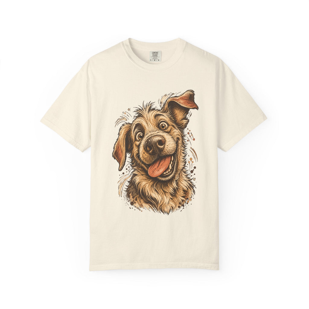 Happy Dog Portrait T-Shirt — Playful Paw Print Graphic Tee for Dog Lovers