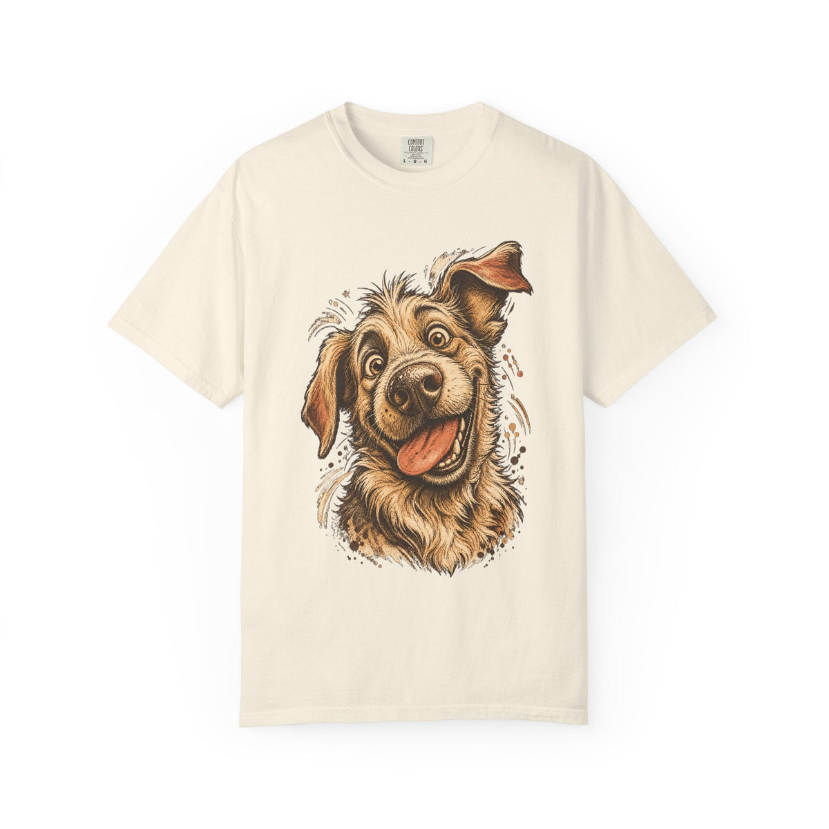 Happy Dog Portrait T-Shirt — Playful Paw Print Graphic Tee for Dog Lovers
