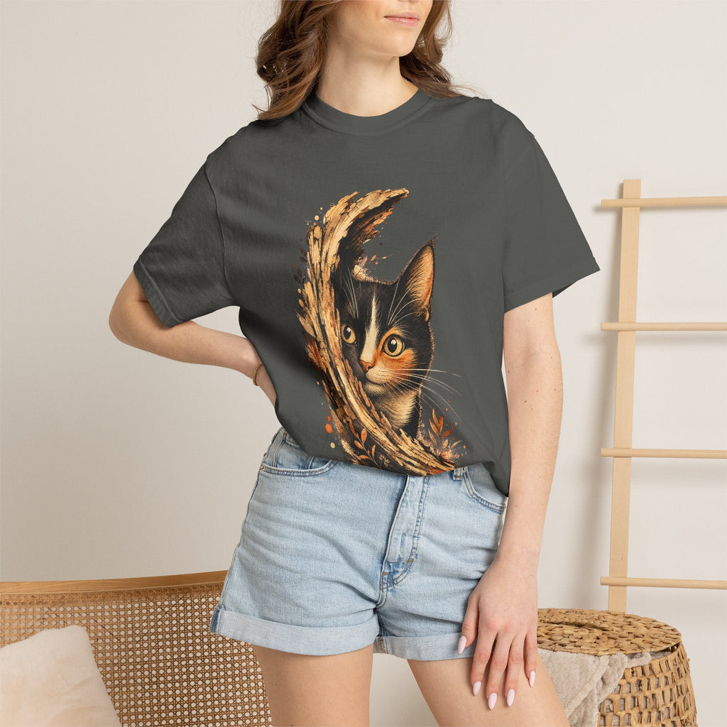 Cat Peek T-Shirt — Calico Cat Artistic Portrait Tee