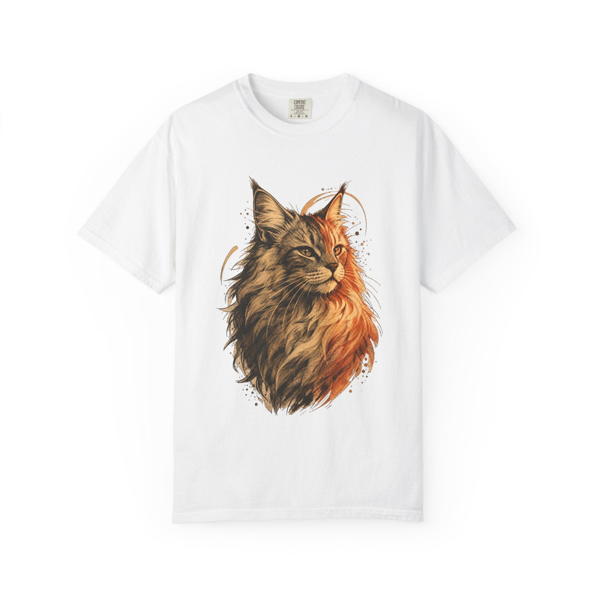 Majestic Maine Coon Cat T-Shirt — Artistic Portrait Tee for Cat Lovers
