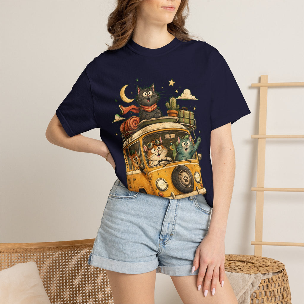 Cute Cats Road Trip T-Shirt — Vintage Camper Van Graphic