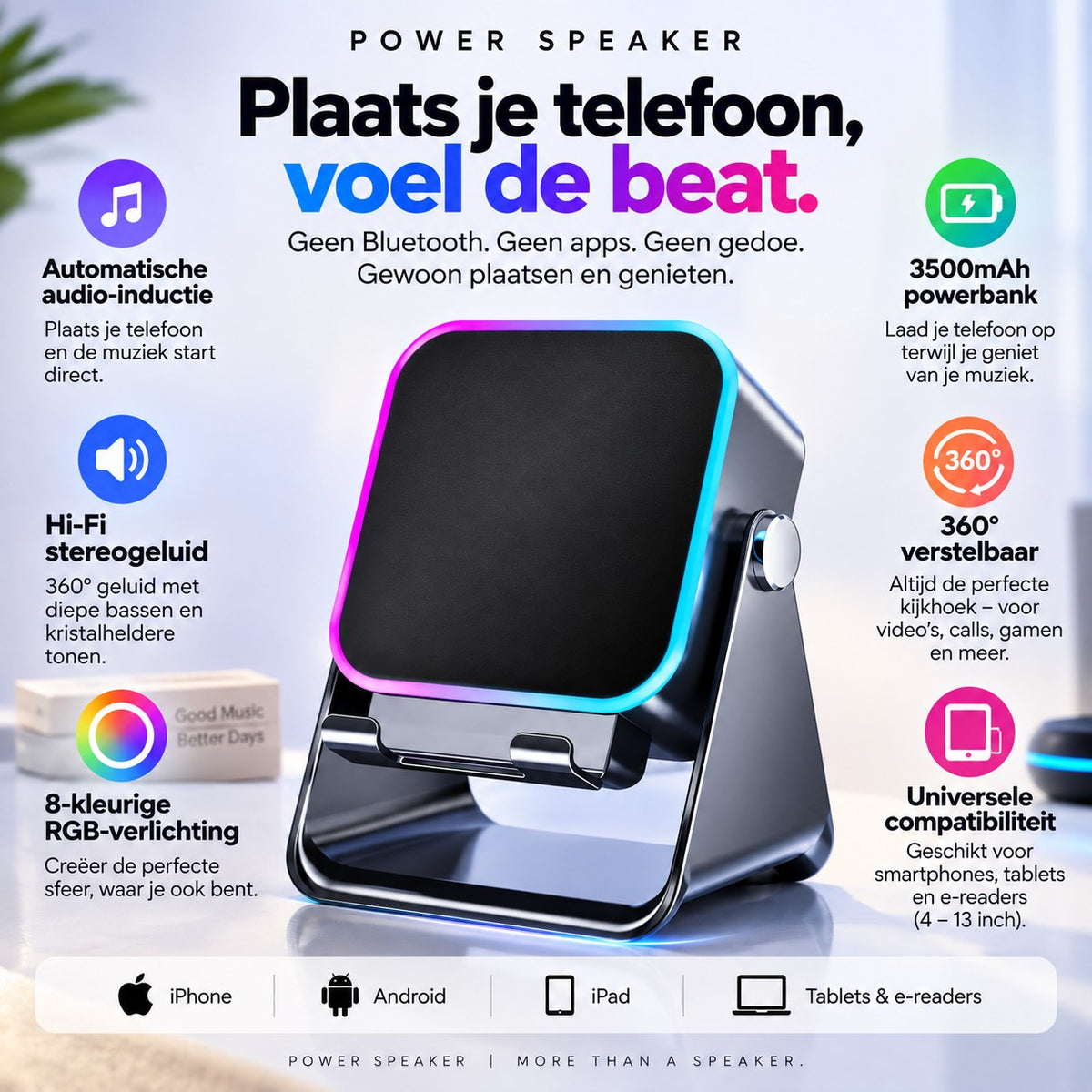 Power Speaker - 5-In-1 Draadloze Luidsprekerstandaard!