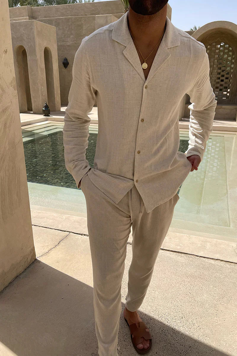 Azurro Long Sleeve Linnen Set