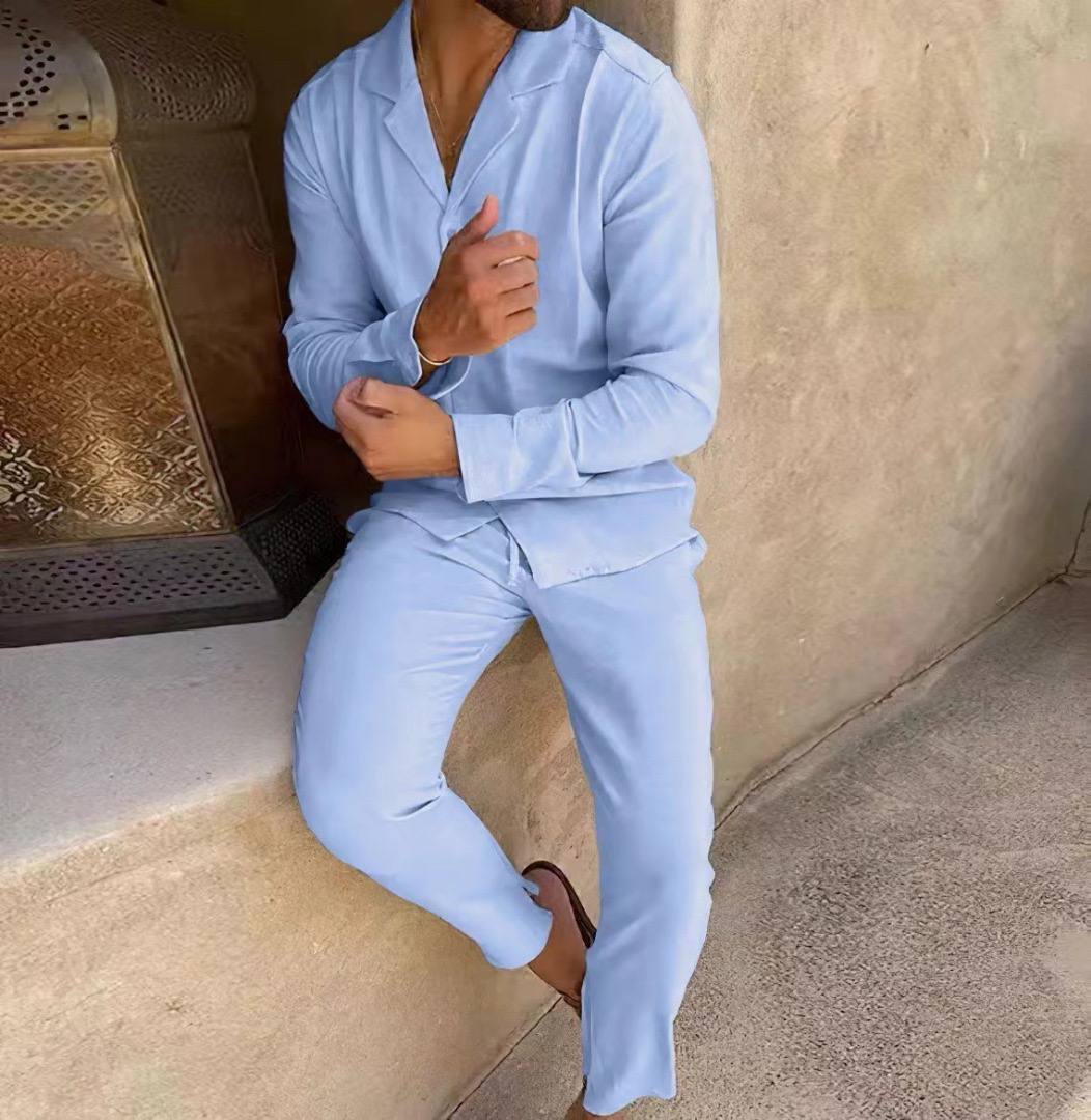 Azurro Long Sleeve Linnen Set